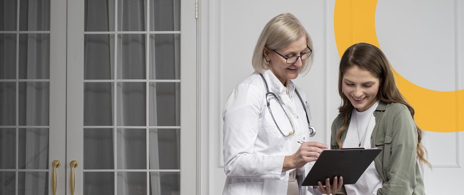 Médica com paciente